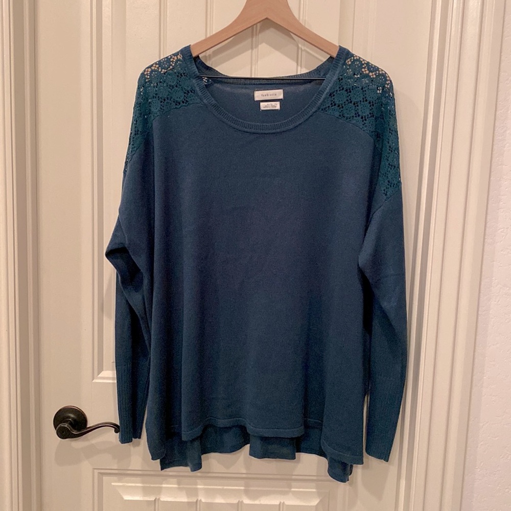 Teal Van Heusen Lace Detail Sweater XL